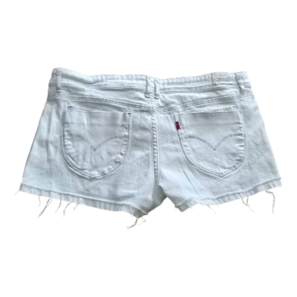 ✨ Levi’s White Denim Shorts Low Rise Stretch Cut Off Raw Hem Size 17 Juniors - Picture 2 of 11